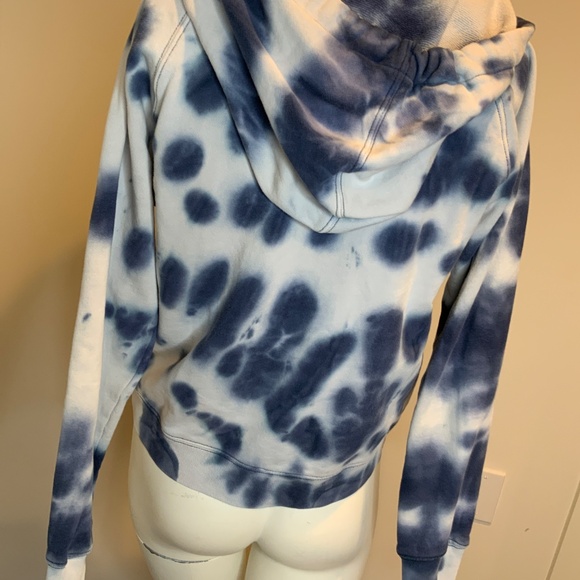 J. Crew Blue and White Tie Dye Hoodie With Front Pocket Size S - Picture 5 of 12